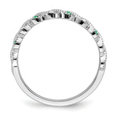 14k White Gold Emerald and Diamond Twist Band